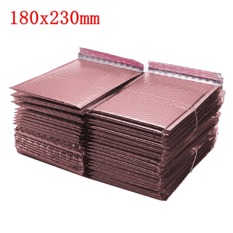 180x230mm rose gold 50 шт./лот, разные характеристики, позолоченные бумажные Пузырьковые конверты, сумки для почтовых отправлений, мягкий конверт, пузырьковый почтовый пакет - Цвет: 180x230mm rose gold