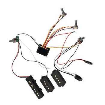 

3 Band Equalizer EQ Preamp Circuit Bass Guitar Tone Control Wiring Harness and JP Pickup Set for Active Bass Pickup