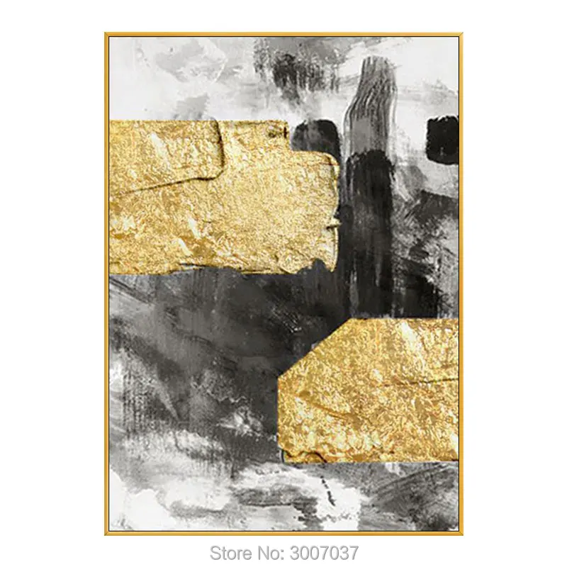 100% ручная роспись золотой цвет фольги масляная живопись на холсте настенные картины холст живопись для гостиной домашний Декор без рамки