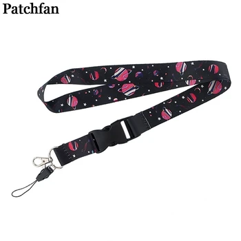 

20pcs/lot Patchfan Space universe stars lanyards for key mobile phone strap necklace card holders webbing ribbons keychain A2359