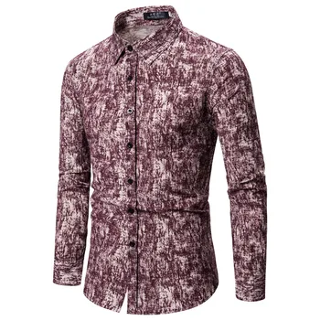 

New Spring &Autumn Shirts Fashion Trend Folk Men Ethnic Flowers Printed Casual Hawaiian Long Sleeves Dress Shirts Y2106