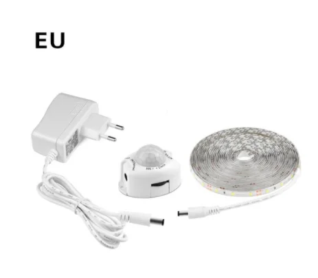 EU plug sensor PIR датчик движения светодиодный светильник под шкафом 1 м 2 м 3 м тип штепсельной вилки батареи SMD2835 полоса для шкафа шкаф лестница и спальня - Цвет: EU plug sensor