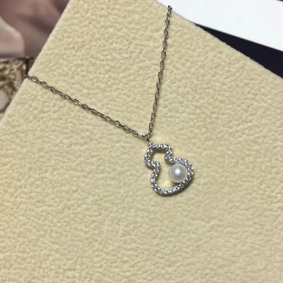 

Bao she Jcyxs2z6fe Gourd 925 Silver Necklace 5-6 Glare Steamed Bread round Natural Pearl Gentle Beautiful Cute