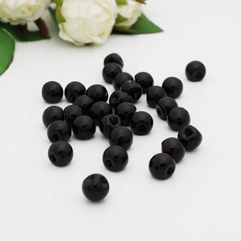 200pcs/lot Plastic Black Pearl Buttons 10mm/12mm Round Dyed Button Sewing  Crafts