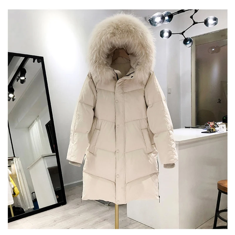 90% White Duck Down Jacket New Women Thick Warm Long Winter Coat Real ...