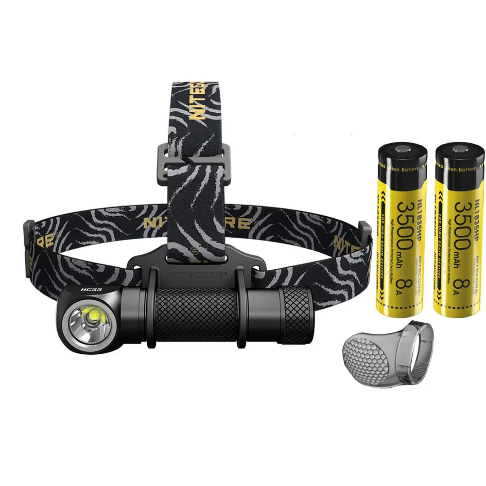 Портативный налобный фонарь NITECORE HC33 XHP35 HD LED max 1800 люмен 187 метра 8 режимов работы