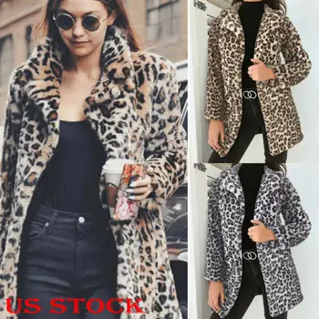 

Hirigin 2019 Newest Hot Womens Winter Leopard Fluffy Fleece Jacket Coat Cardigans Hooded Jumper Tops Clubwear