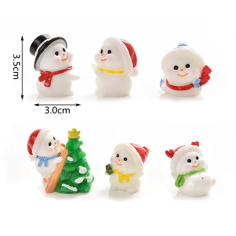 Herrnalise Christmas Miniature Snowman Figurines Tiny Mini Resin Fairy Dollhouse Garden Ornaments DIY Material Christmas Pendant Accessories DIY for