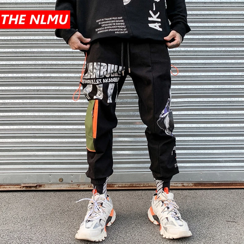 

Letter Shark Print Cargo Harem Pants Mens Casual Jogger Streetwear Hip Hop 2019 Trousers Male Elastic Waist Joggers WG536