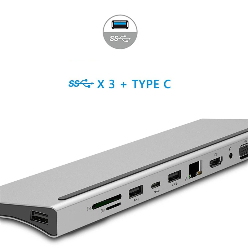 11 в 1 USB C концентратор type C концентратор для нескольких USB 3,0 HDMI адаптер док-станция USB-C type C 3,1 разветвитель 3 порта USB C концентратор для MacBook Pro