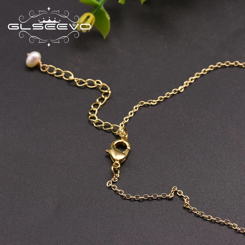GLSEEVO ожерелье с кулоном из натурального пресноводного белого жемчуга, ювелирные изделия для женщин, минималистичные Роскошные вечерние украшения Moda Mujer GN0156