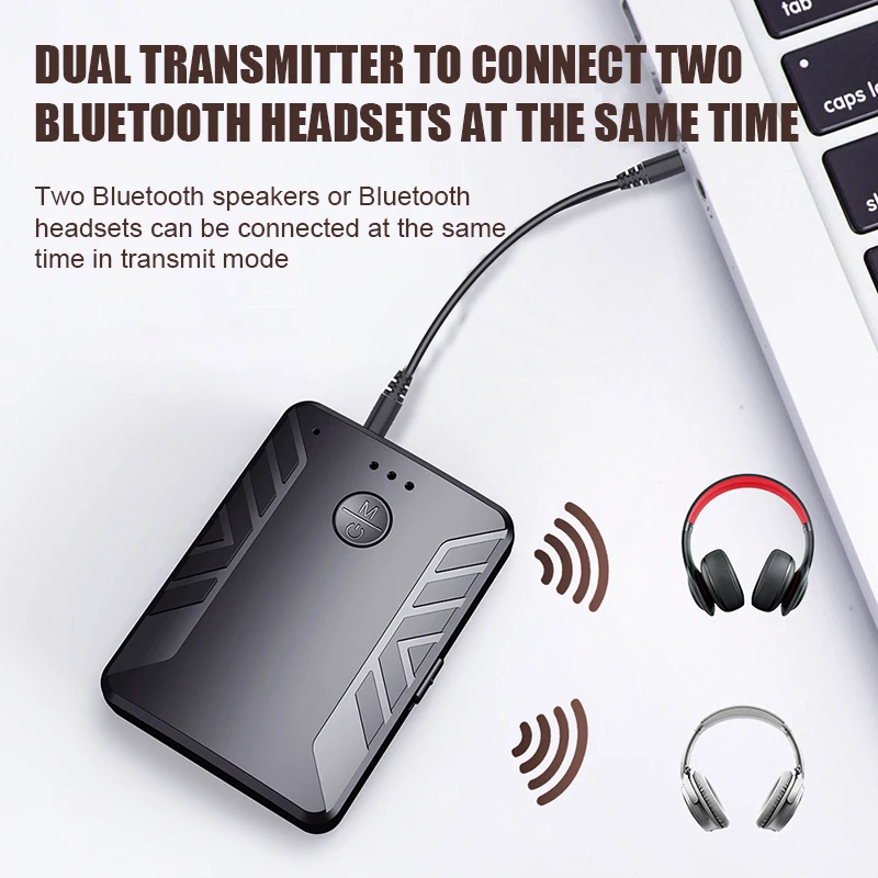 Bluetooth Receiver Transmitter Pair 2 Headphones For TV PC Car Audio Stereo Music with Mic Wireless Adapter RCA 3 5mm Aux Jack