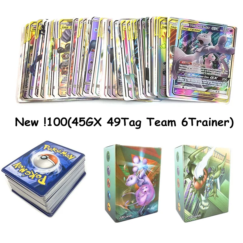 Дети дома pokemones карточная игра битва игрушки Новое поступление карты GX EX Мега карточная Коллекционная игра - Цвет: 100(94GX6Trainer)NEW