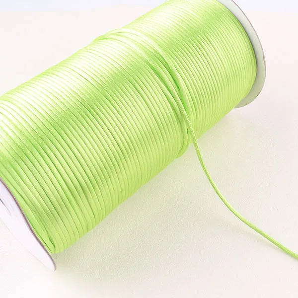 1.5mm Chinese Knot Braided Rope Green Silk Macrame Satin Cord Weave Jewelry Findings Beading Decorative Thread Handmade DIY - Цвет: 3green  50m