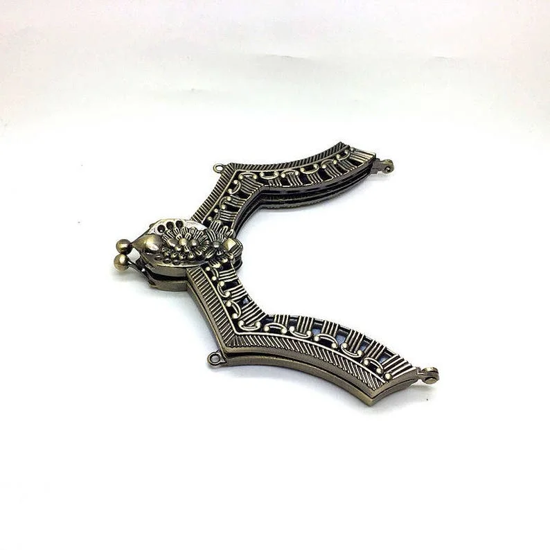 12X13 Cm Antique Brass Crystal On Surface With Screws Handmade DIy Handbag Accessories Wholesale Metal Purse Frame Obag Handles