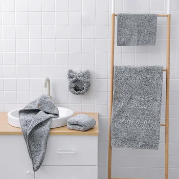 

vanzlife Bamboo charcoal super absorbent soft wipe head towel dry hair cap female thickening fast dry hair towel