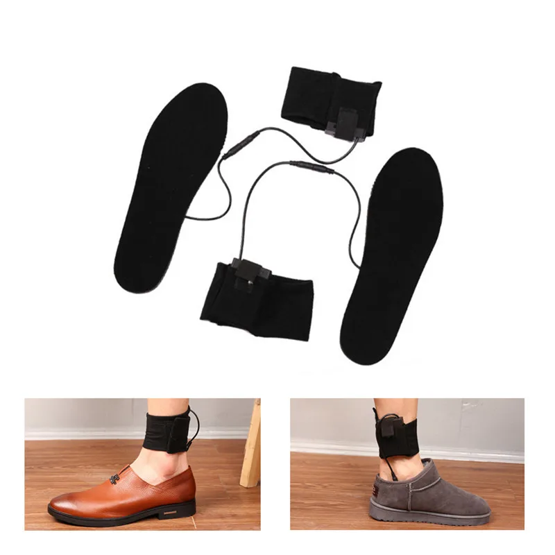  USB Electric Powered Plush Fur Heating Insoles Winter Keep Warm Foot Shoes Insole hs