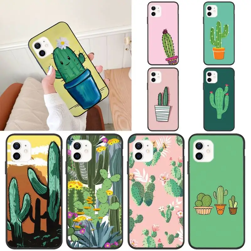Чехол для Телефона С КАКТУСОМ и зелеными растениями iPhone 11 12 Mini 13 Pro XS Max X 8 7 6s Plus 5 SE XR