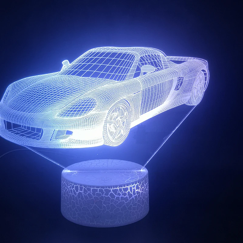 Супер автомобиль лучший подарок для мальчиков 3D лампа для помещений декоративная красочная с дистанционным сенсором Usb Led Ночник светильник