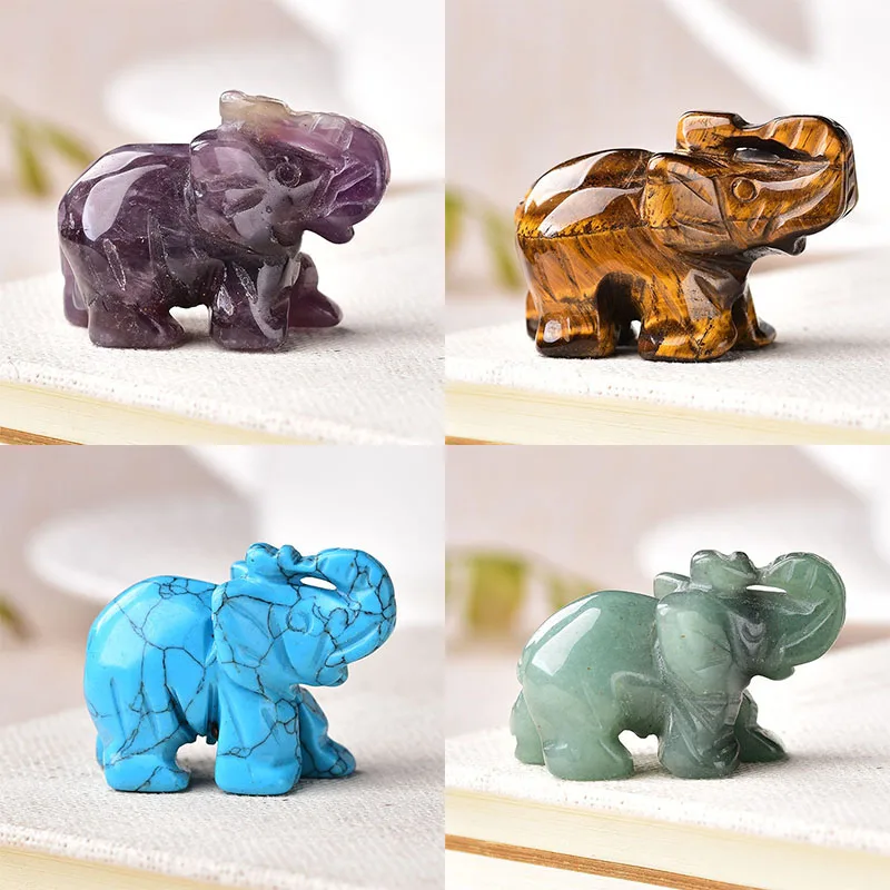 DOUPE Kristall-Elefant Aus Amethyst - Heilstein Dekoration 3-4 Cm