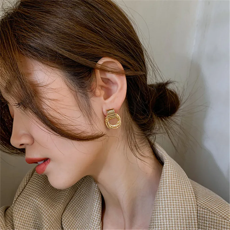 2021 New Spring Minimalist Compact Stud Earrings Internet Celebrity Temperamental Euro-American Jewelry Geometry Circle Earrings - Image 2