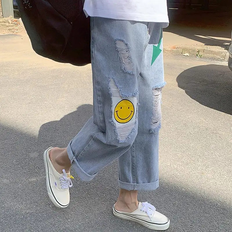 Fashion Woman Jeans High Waist Ripped Jeans High Street Clothes Loose Denim Clothing Blue Streetwear Fashion Vintage Pants Girl Fashion Woman Jeans High Waist Ripped Jeans High Street Clothes Loose Denim Clothing Blue Streetwear Fashion Vintage Pants Girl