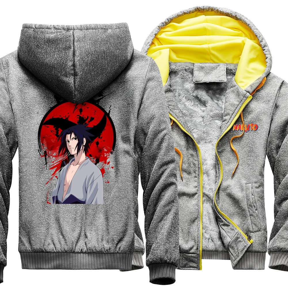 

Warm Jackets Naruto Sharingan Sasuke Printing Jacket Male Fashion Brand Street Sweatshirt Man Windproof Autumn Winter Hoodie Men
