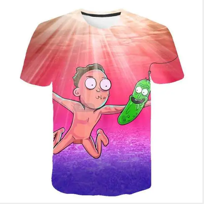 picture color Коллекция года, модная футболка с 3d принтом «fallow Rick and Morty» Мужская детская футболка летние футболки с короткими рукавами и круглым вырезом - Цвет: picture color