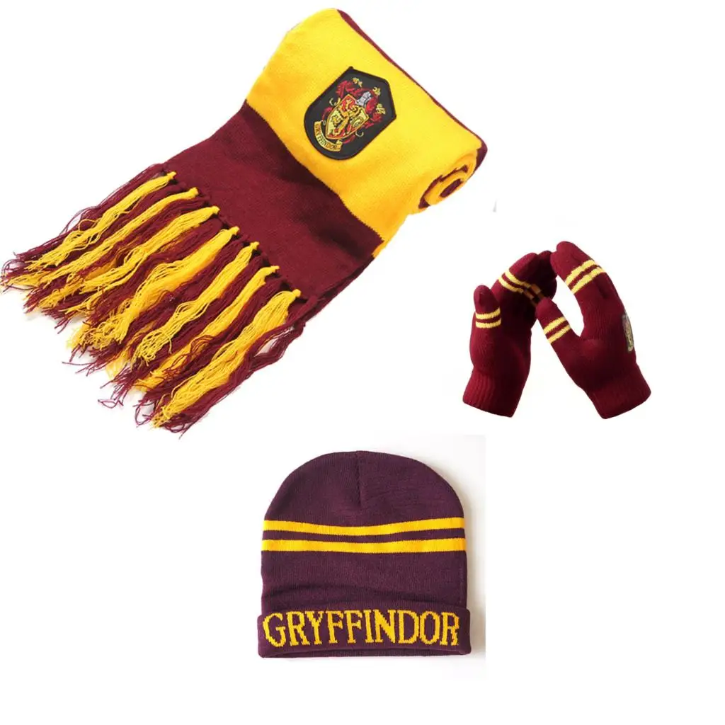 Хогвартс Шарфы шапки перчатки Гриффиндор/Слизерин/Hufflepuff/Ravenclaw Гарри поттер шарф шарфы шапки сенсорные перчатки подарок на Хэллоуин