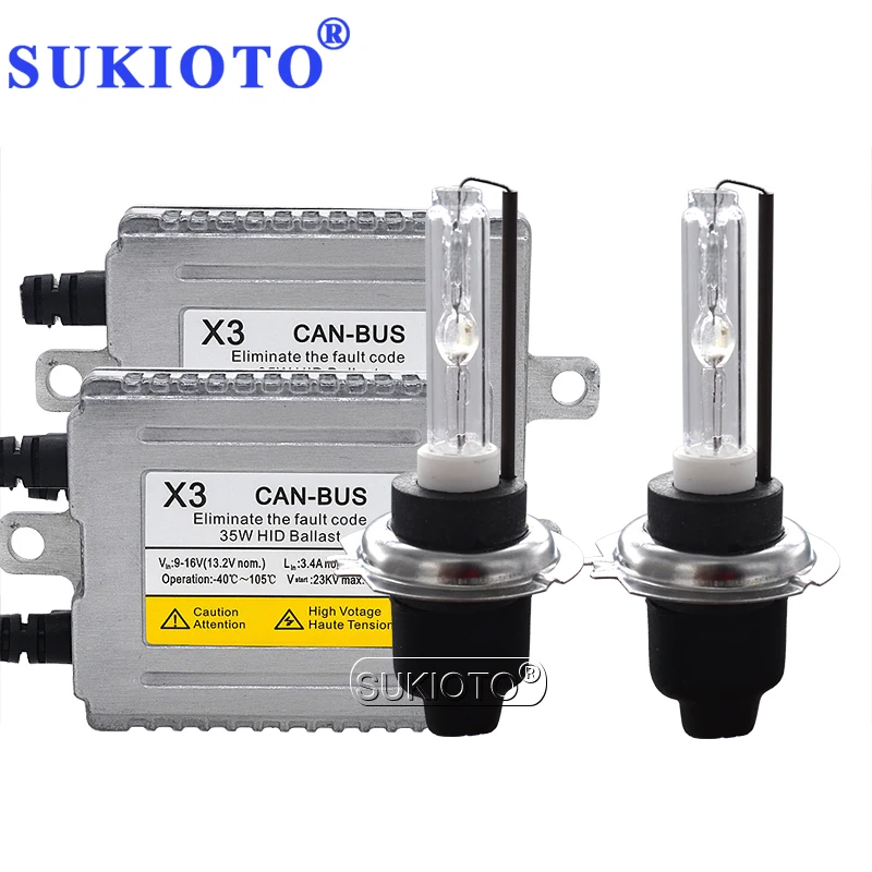 SUKIOTO 35W Canbus HID Ballast Kit DLT X3 No Error Decoder Reactor Cnlight Car Headlight Bulb Xenon H7 H1 9005 H11 D2H HID Kit
