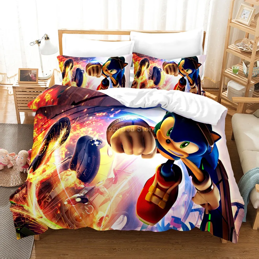 Kids Hedgehog Bedding Set Cartoon Game Figure Duvet Cover Sets Comforter Bed Linen Twin Queen King Single Size Dropshipping Gift