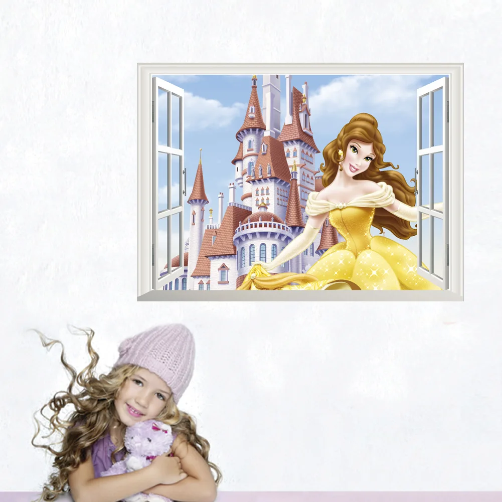 D007 disney Принцесса Коллекция, Наклейки на стены Детская комната Декоративные наклейки для детского сада наклейки на стену с мотивами из мультфильмов окно стены Sti