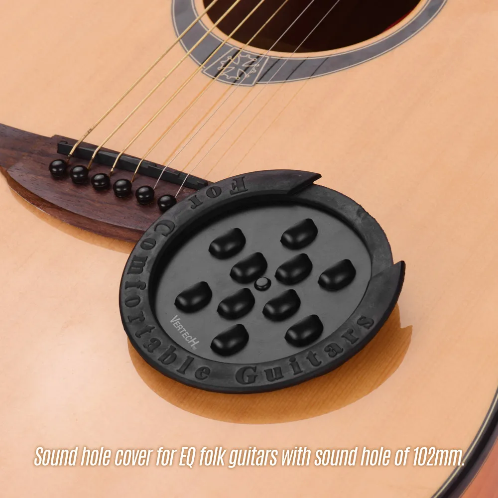 Guitar Soundhole Cover Sound Hole Feedback Buffer Black Dia.102mm for