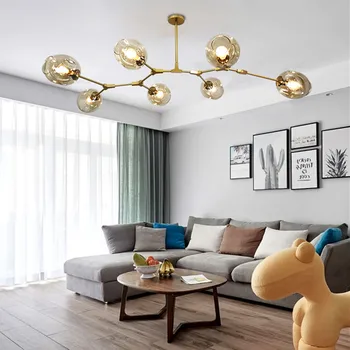 

Modern Nordic chandelier living room lamp designer personality creative dining room,bedroom villa molecular chandelier lighting