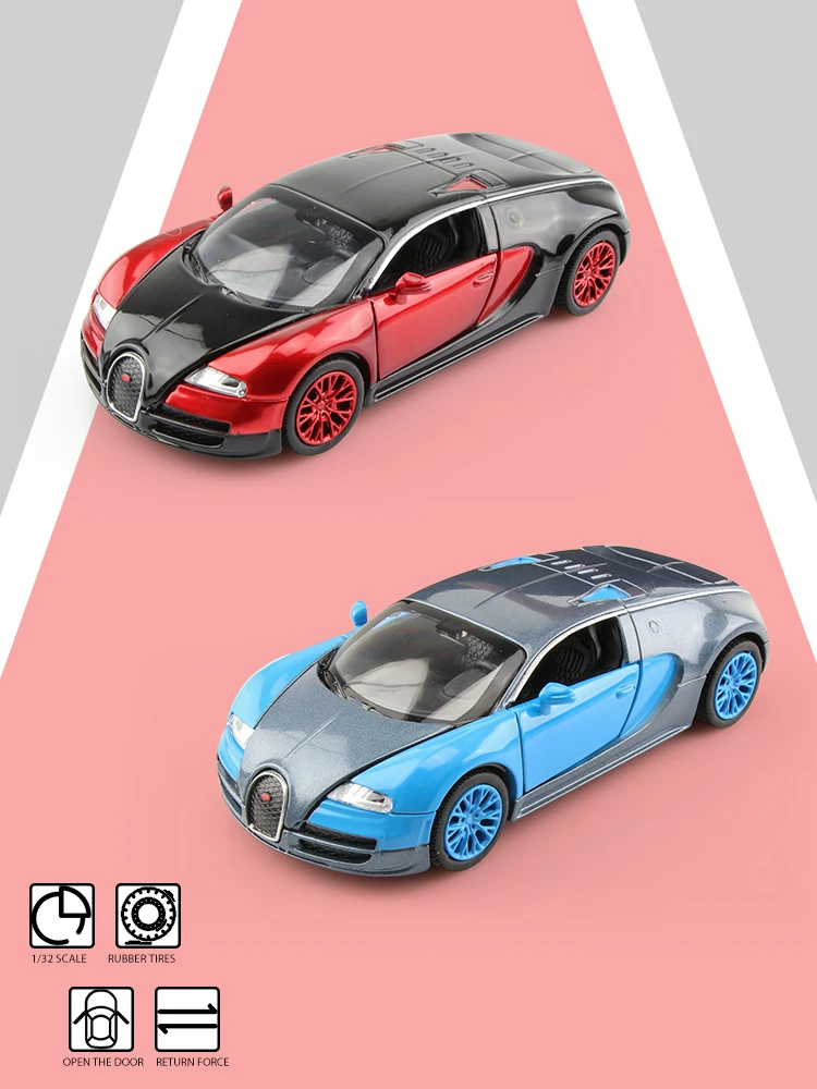 Двойная лошадь Bugatti Veyron суперкар 1/32 модель из сплава игрушки для мальчиков