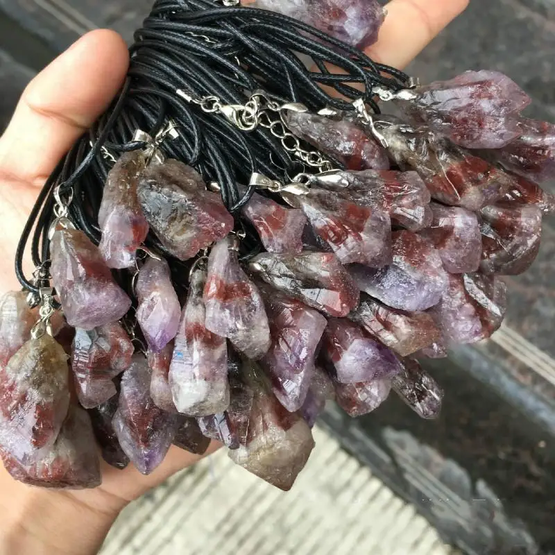 Ожерелье с кулоном из натурального кристалла, аксессуары для самостоятельной сборки Auralite23, Натуральный Необработанный кристалл, большой аметист