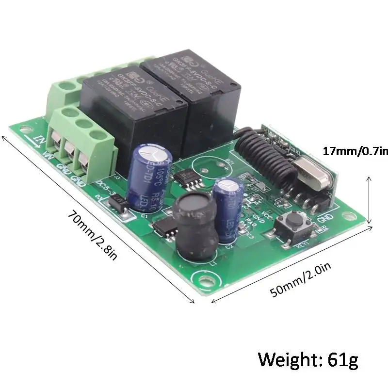 433Mhz Wireless RF Universal DC 5~30V 2CH Receiver Remote Control Switch Transmitter For Garage Door LED Motor Sliding Door Lamp