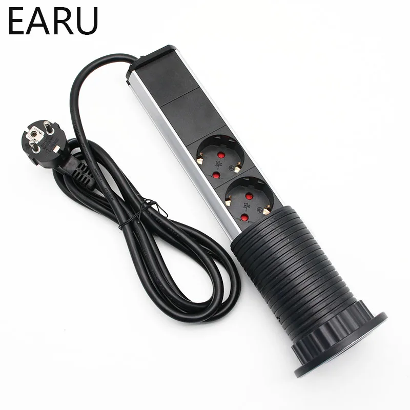 220V 16A тянуть POP UP электрические 3 розетки с 2 портами (стандарт Кухня Стол выдвижной