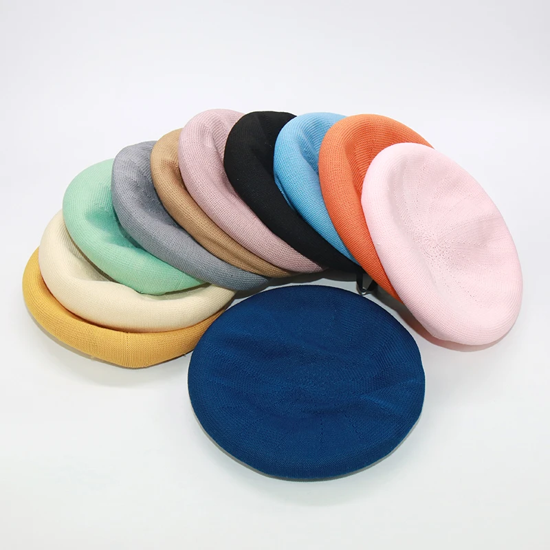 12 цветов весенне летний однотонный берет для женщин розовые кепки в стиле Парижа