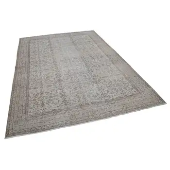 

212x305 Cm Beige Handmade English Vintage Area Rug-7x10 Ft