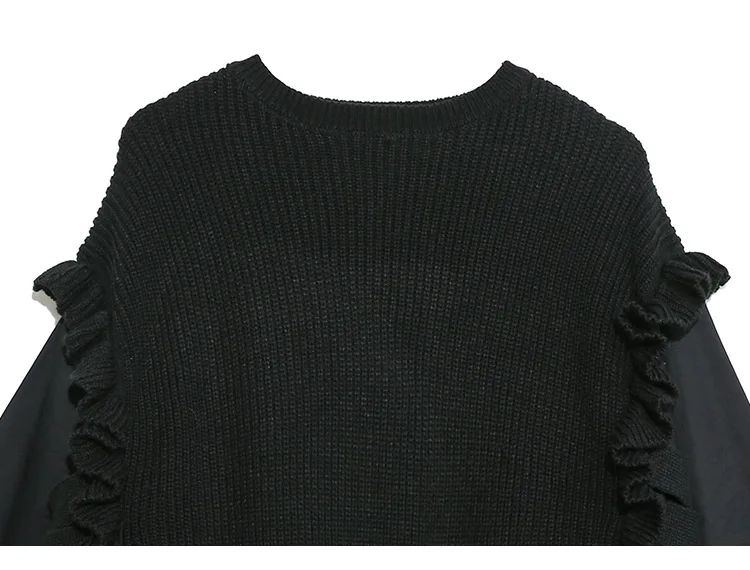 Oversize batwing sleeve loose pullover shirt for women spring autumn vintage ruffle pathcwork pleated top femenino
