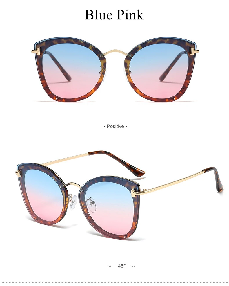 Винтажные женские солнцезащитные очки "кошачий глаз", дизайнерские металлические солнцезащитные очки больших размеров, женские солнцезащитные очки с градиентом, роскошные очки UV400