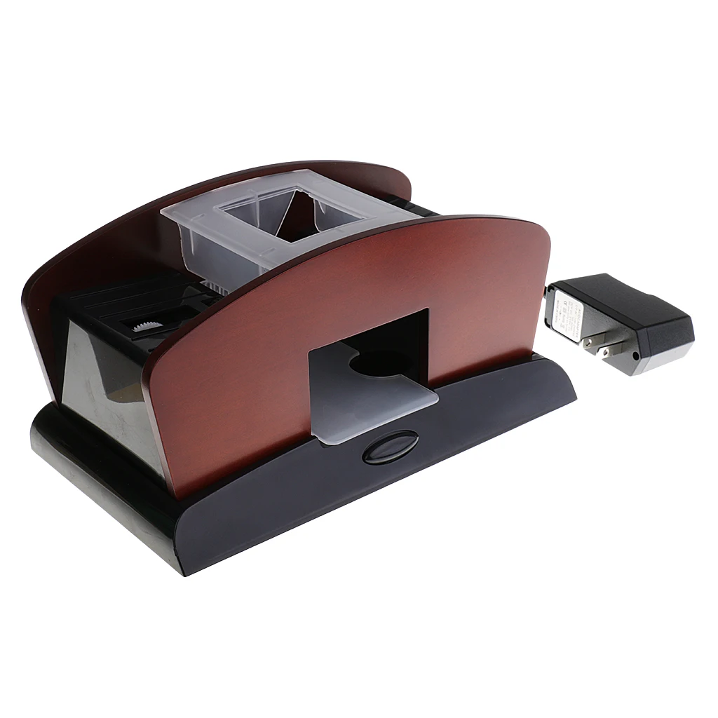 Wooden 2 Decks Automatic Card Shuffler Electronic Cards Sorter Shufflers Board Game Poker Playing Shuffling Machine