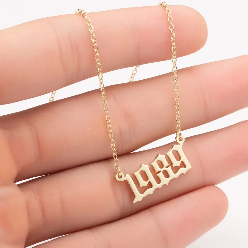 Women Personalized Necklace Special Date Year Number Necklace girl1994 1995 1996 1997 1998 1999 from 1980 to 2002 chain Jewelry - Окраска металла: 1989