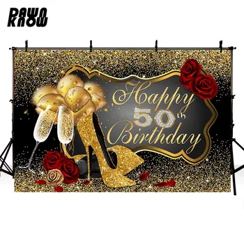 

DAWNKNOW 50 Year Vinyl Photography Background For Baby Heels Adult Photo Shoot Backdrop For Birthday Party Photo Studio G892