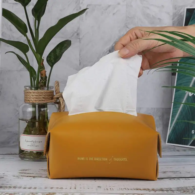

Foldable Napkin Tissue Holder Nordic Leather Tissue Box Paper Dispenser Tissue Holder Case For Home Office Decoration
