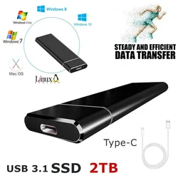 Mini disque dur SSD de Type C, en alliage d'aluminium, résistant aux chocs, vitesse de Transmission usb 2 to, 1 to, nouveau modèle 