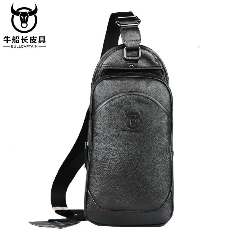 

Portable Genuine Leather Chest Package Male Cowhide Single Shoulder Messenger Trend Leisure Time Motion Front Backpack Men Bag
