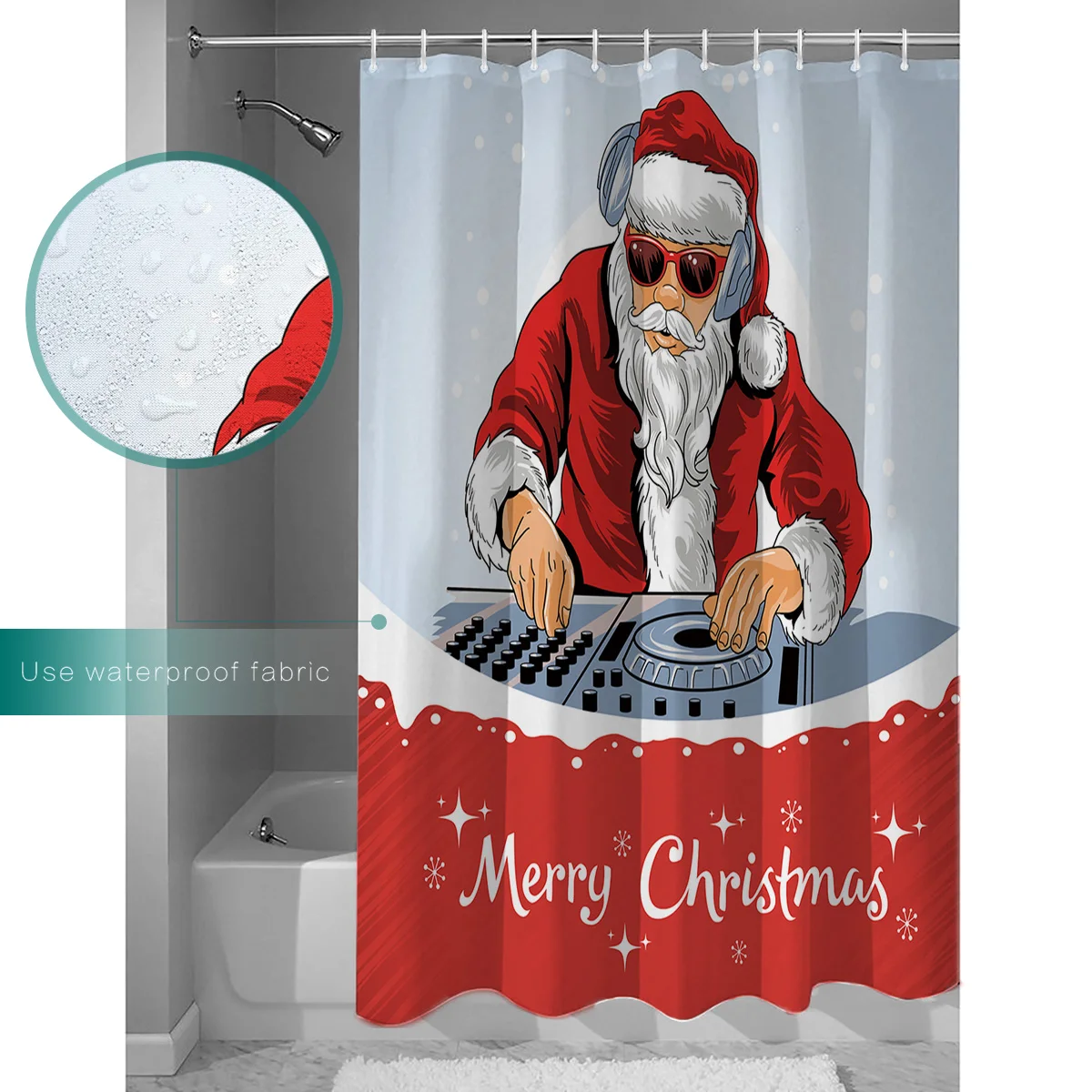 Рождественский карнавал Djs играя Санта Клаус-домашний текстиль выделенный душ занавеска Водонепроницаемая Ванная занавеска