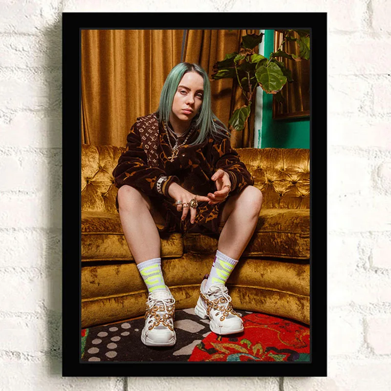 Billie Eilish художественный плакат Европейская музыкальная звезда картины с певцом HD печатная живопись Современная Настенная художественная постер для гостиной ZS201 - Цвет: Синий